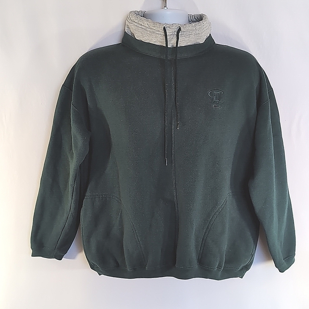 Pro Spirit Athletic Gear Forest Green Grey Gray Cotton Blend Sweatshirt Size M